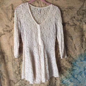 Freepeople lace tunic with 3/4 sleeves